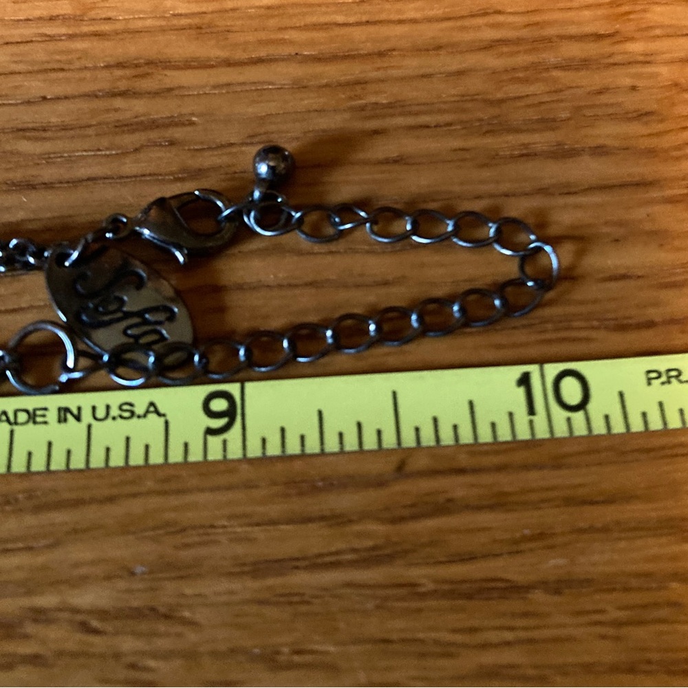 Necklace, 2 Hoops of Faux Crystals, Double chain meets at the top of the pendant - Picture 5 of 14